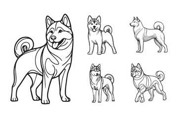 Illustration of a lively Husky dog captured in unique style