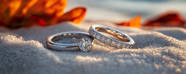 Wedding Rings On Sand, Generative AI