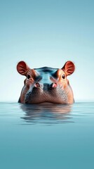Portrait of a Hippopotamus in Calm Water