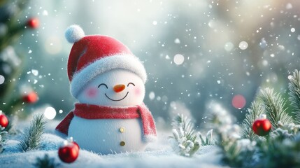 Fototapeta premium Cute merry christmas postcard design illustration