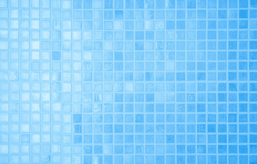 Blue light ceramic wall chequered and floor tiles mosaic background in bathroom. Design pattern geometric with grid wallpaper texture decoration pool. Simple seamless abstract surface clean.