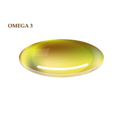 Oil capsule. Vitamin pill omega 3 fish oil, fatty organic acid medical diet nutrient. Cosmetic gold transparent capsule vector natural gel capsul 3d mockup