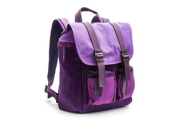 School backpack purple color. Isolated on white background.