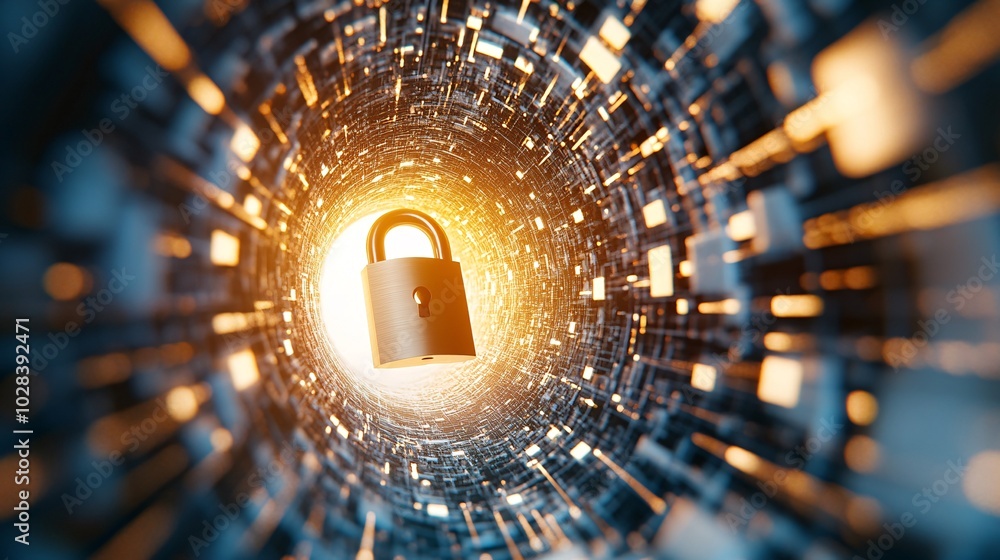 Poster digital keyhole with giant lock in data matrix