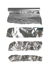 Aluminum Foil Torn Paper Edge Isolated, Wrinkled Aluminium Paper Pattern, Crumpled Tin Material...