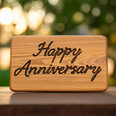 Happy Anniversary Rustic Wooden Board