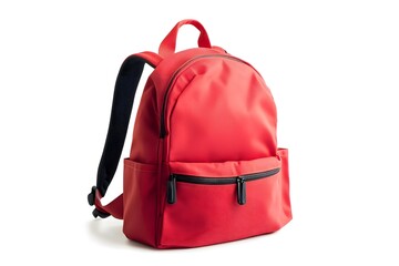 School backpack red color. Isolated on white background.