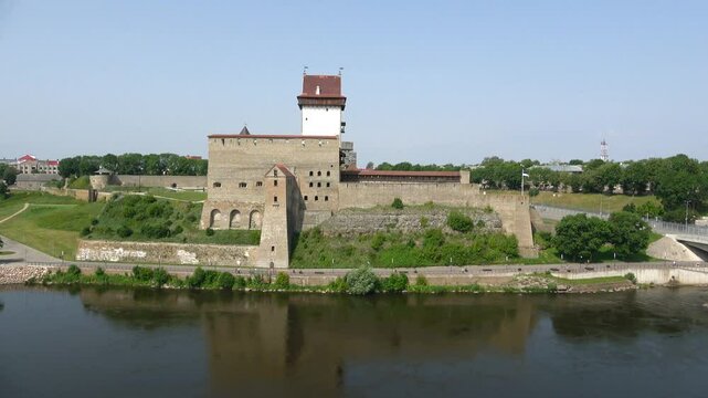 View of the ancient Herman Castle on a July day. Narva, Estonia
