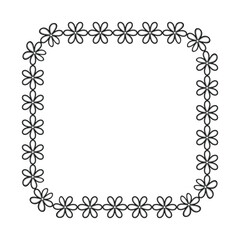 Decorative vintage flower border frame design isolated on white. Vector