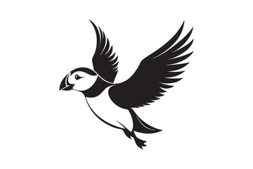 Puffin bird silhouette vector illustration, Puffin silhouette vector 