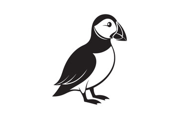 Puffin bird silhouette vector illustration, Puffin silhouette vector 