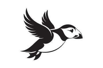 Puffin bird silhouette vector illustration, Puffin silhouette vector 