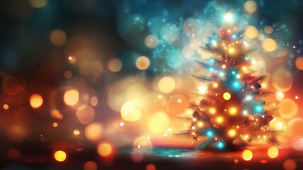 Stunning Christmas Tree Illuminated with Colorful Lights and Bokeh Effects