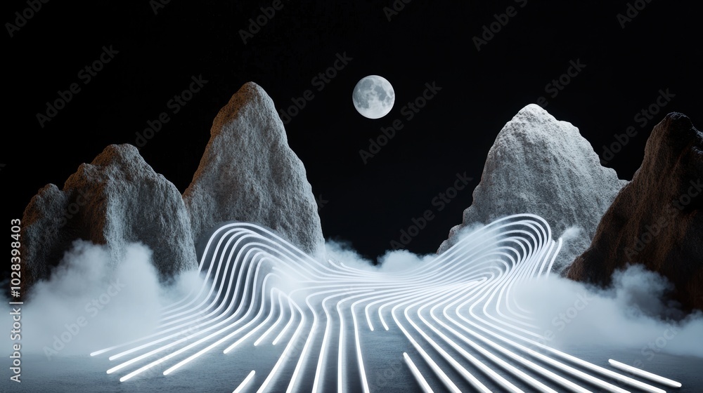 Poster a surreal, visual journey, with interconnected lines representing the flow of imagery and ideas, gui