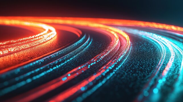 A digital highway with one lane glowing brightly, while others remain dark, faster and more effective paths that lead to a competitive edge