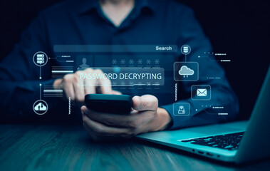 Data encryption concept.Cyber security and online data protection with tacit secured encryption...