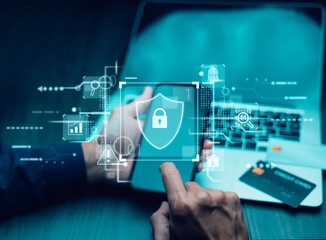 Cyber security and Security password login online concept  Hands typing and entering username and password of social media, logging in with smartphone to an online bank account, data protection hacker