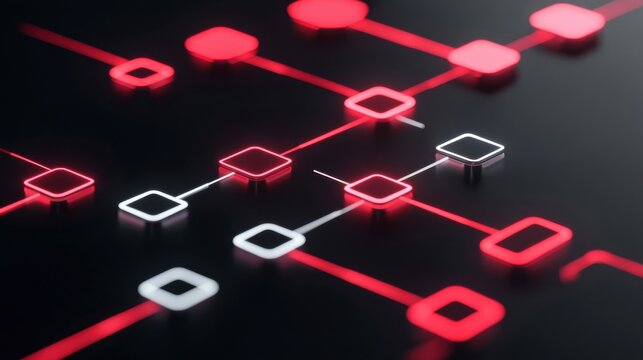 A flowchart of abstract shapes and symbols leading to different possible outcomes, with one glowing path highlighting the concept of a contingency plan in action