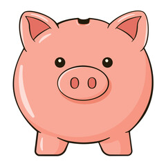 Pink piggy bank. Vector illustration