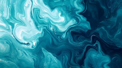 Obraz premium abstract teal and white marbled texture with swirling generative ai