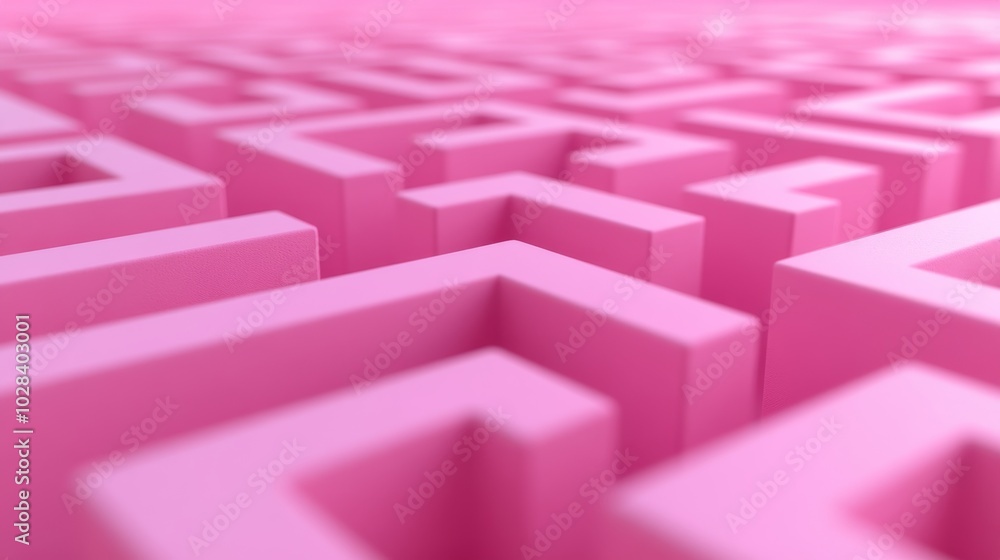 Poster the vibrant pink maze displays a unique three-dimensional pattern that creates an intriguing visual 