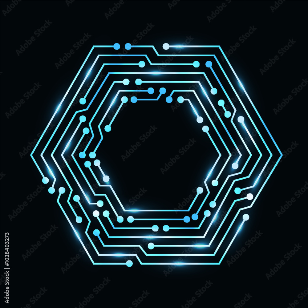 Aufkleber circuit board circle frame. abstract digital round frame, hardware board and electronic motherboard 