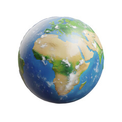 Fototapeta premium Earth globe 3d icon cartoon style floating on transparency background PNG