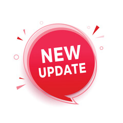 New update banner, announcement design speech bubble icon. vector graphic design element.