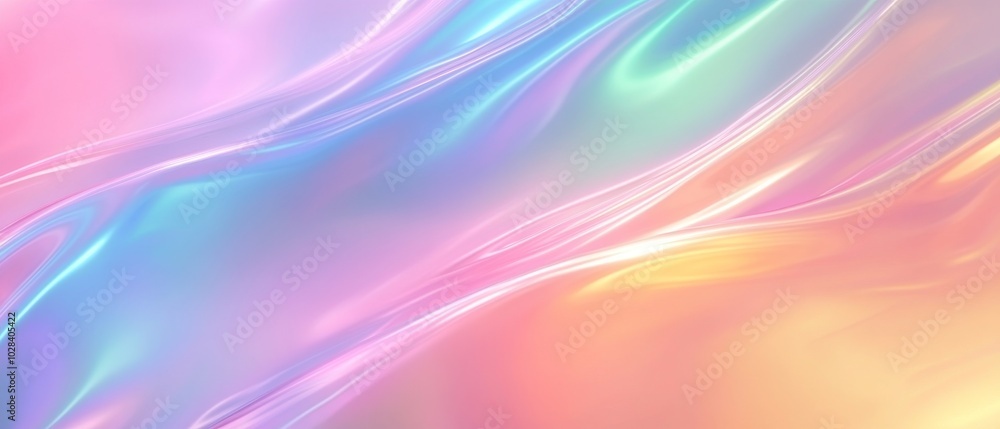 Poster soft pastel colors blend seamlessly into one another, creating a calming abstract pattern reminiscen