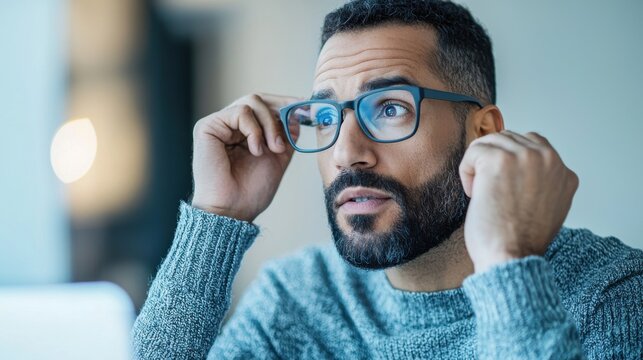A man sits at his desk, calmly working through a difficult problem. His expression shows determination as he approaches the challenge with a positive mindset