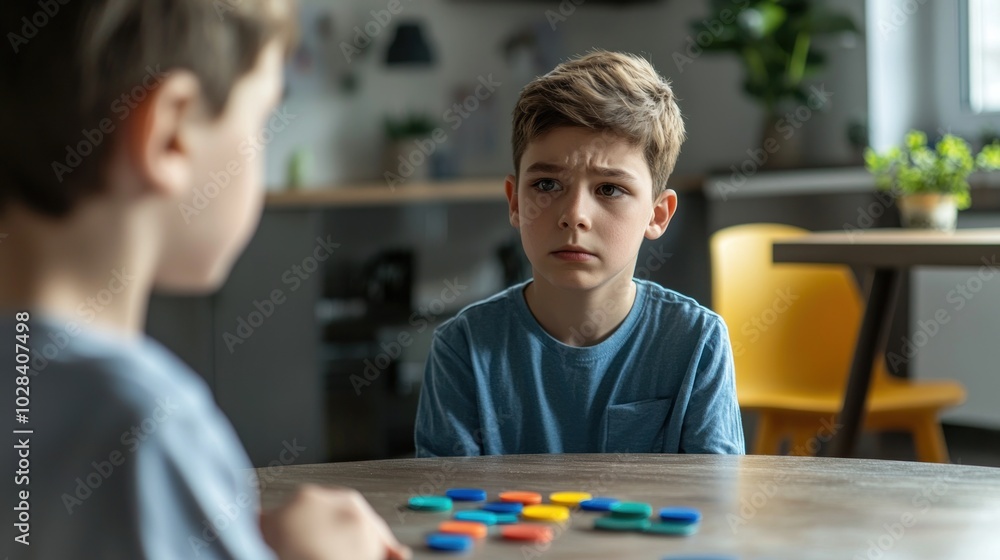 Poster a parent offering clarification to their child about a difficult subject, representing guidance and 