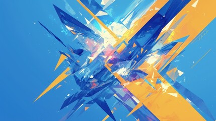 Naklejka premium Abstract Composition in Vibrant Blue and Yellow