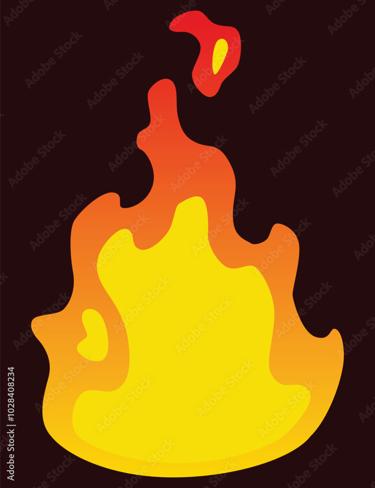 Poster fire animation sprite. red and orange fire flame. hot flaming element for game animation. vector ico
