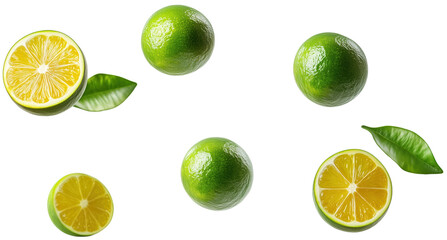 Isolated Calamansi Citrus Floating on Transparent Background, Ideal for Food and Beverage Designs