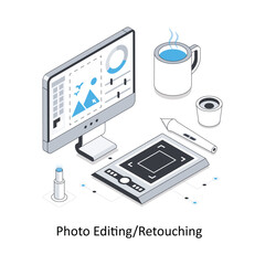 Photo Editing/Retouching Isometric stock illustration. EPS File stock illustration