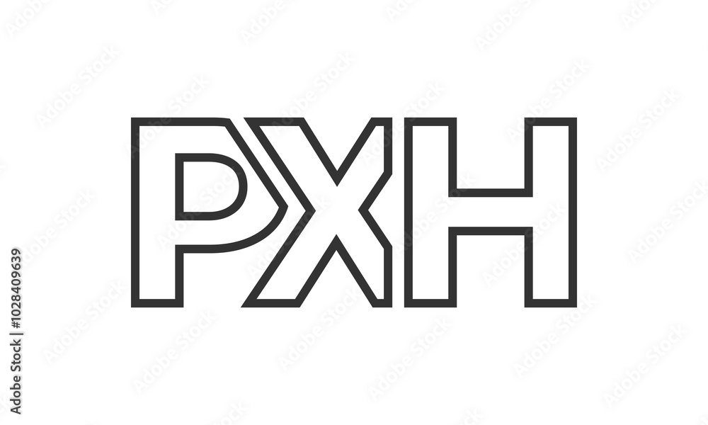 Poster pxh logo design template with strong and modern bold text. initial based vector logotype featuring s