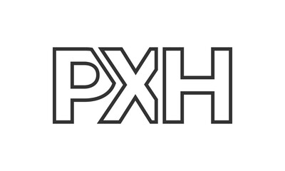 Obraz premium PXH logo design template with strong and modern bold text. Initial based vector logotype featuring simple and minimal typography. Trendy company identity.