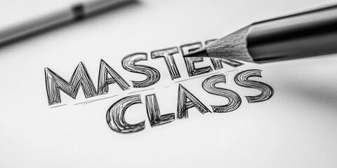 Pencil sketch style typography design featuring the words master class for art and design concepts