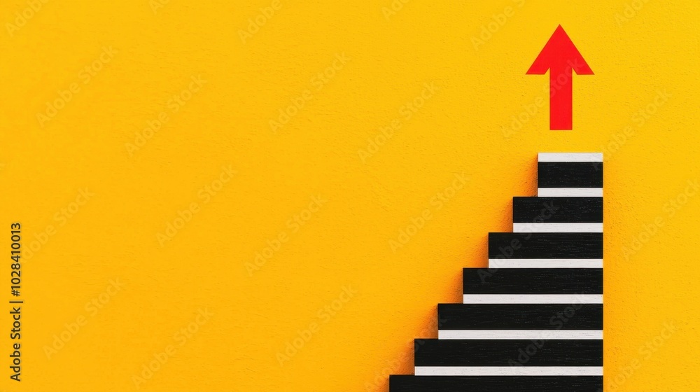 Poster a set of steps leading upwards, each step labeled with a principle of lean management, representing 