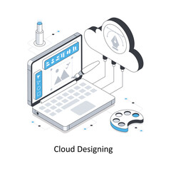 Cloud Designing Isometric stock illustration. EPS File stock illustration