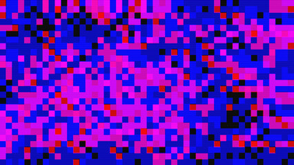 Abstract pixel retro 8bit neon pink, blue, purple orange neon video game glitch noise texture, square retro video game pixelated background, lo-fi psychedelic cartoon 80s, 90s texture