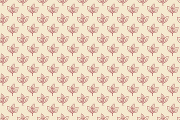 Hand drawn floral pattern vector design. Simple ornament with plant and leaf.