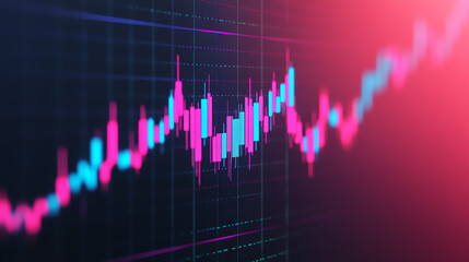 A colorful financial graph showcasing market trends with bright colors against a dark background, representing growth and analysis in stock trading or investment.