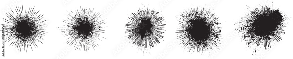 Poster collection of ink splashes for explosion effect .set of black spray paint effect .fireworks explosio