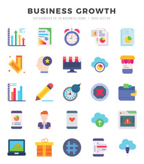 Business Growth Icons Pack. Flat icons set. Flat icon collection set. Simple vector icons.