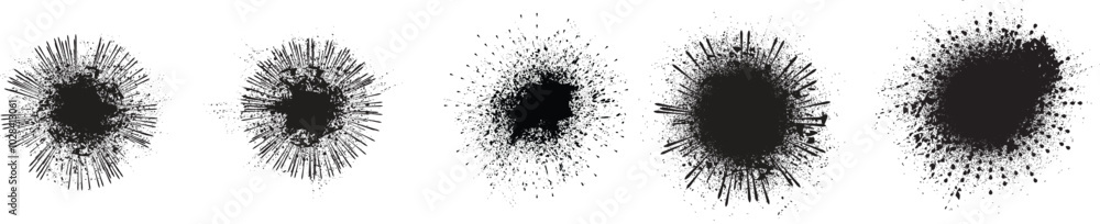 Poster collection of ink splashes for explosion effect .set of black spray paint effect .fireworks explosio