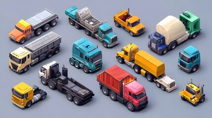 A Collection of Detailed Toy Semi-Trucks