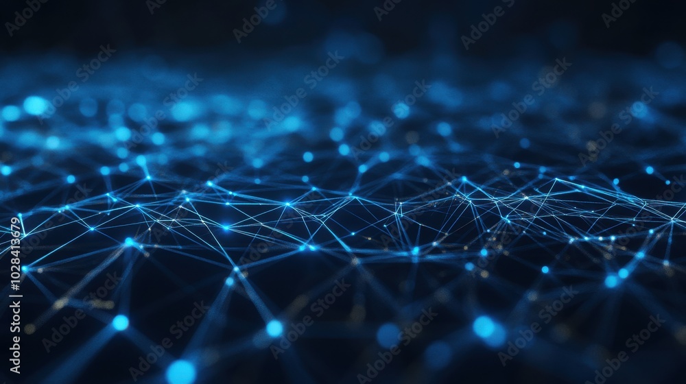 Aufkleber abstract digital background with blue light connection lines and intricate network details