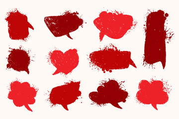 Halloween speech bubbles with blood dripping stains and red paint spatter. Horror empty chat bubbles