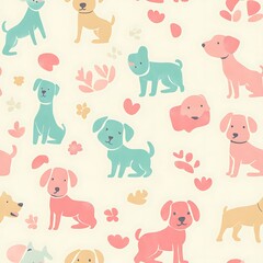 Fototapeta premium cute pastel dog pattern